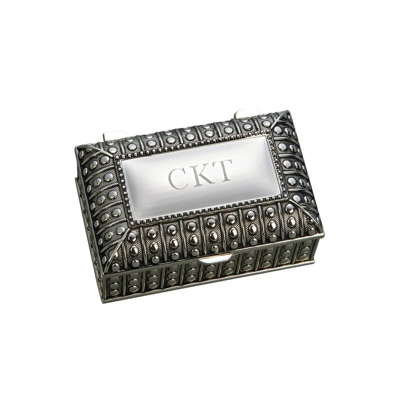 Silverplated Rectangular Box with Beaded Antique Design, 2.25", photo 2 of 5