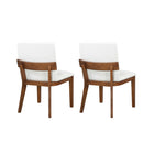 Modern Dining Chairs (Set of 2) With Glossy Upholstery - White / Walnut by Unique Piece Furniture