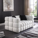 62.2length, 35.83" deepth, human body structure for USA people, marshmallow sofa,boucle sofa, White color,3 seater