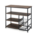 4-Tier Industrial Kitchen Baker's Rack with 2 Wire Baskets-Rustic Brown by LJGDeals