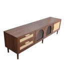 TV Stand With 3 Cabinets & 2 Drawers, LED Light Media Console For TVs Up To 80" - Dark Brown by HouseOfZazla