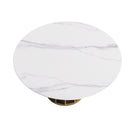 59.05" Modern Artificial Stone Round Panel Metal Iron Base Dining Table, Can Accommodate 8 People, (Not Including Chairs) - White / Black by Unique Piece Furniture