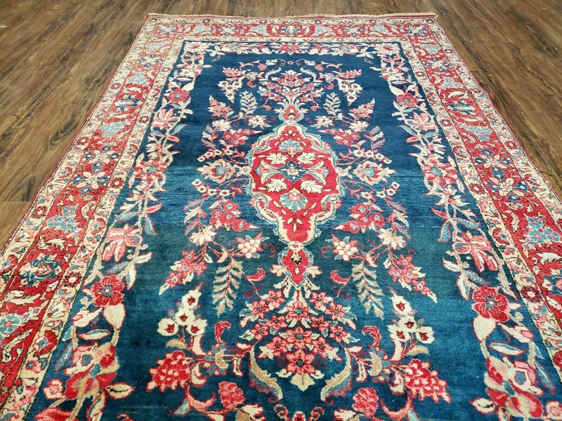4' X 7' Vintage Handmade Turkish Wool Rug Flowers Birds Tree Of Life Blue Red