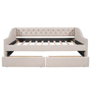 Upholstered Daybed With Two Drawers, Wood Slat Support by HouseOfZazla