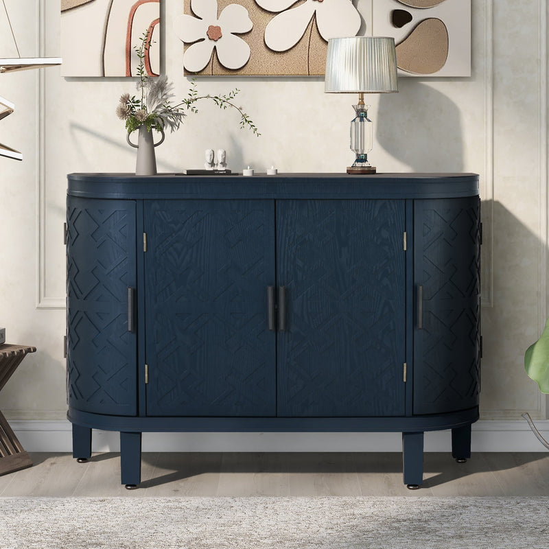 Accent Storage Cabinet Sideboard Wooden Cabinet with Antique Pattern Doors for Hallway, Entryway, Living Room, Bedroom
