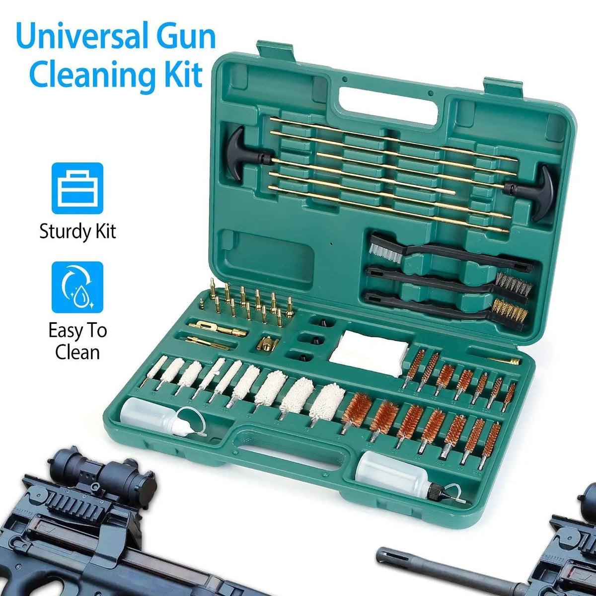Universal Gun Cleaning Kit Gun Cleaning Brushes Mops Muff Guard w/ Carrying Case For Rifles Pistols Handguns Shotguns, photo 10 of 14