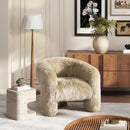Avalon - Genuine Sheepskin Fur Split Barrel Back Accent Chair - Natural Blonde by HouseOfZazla