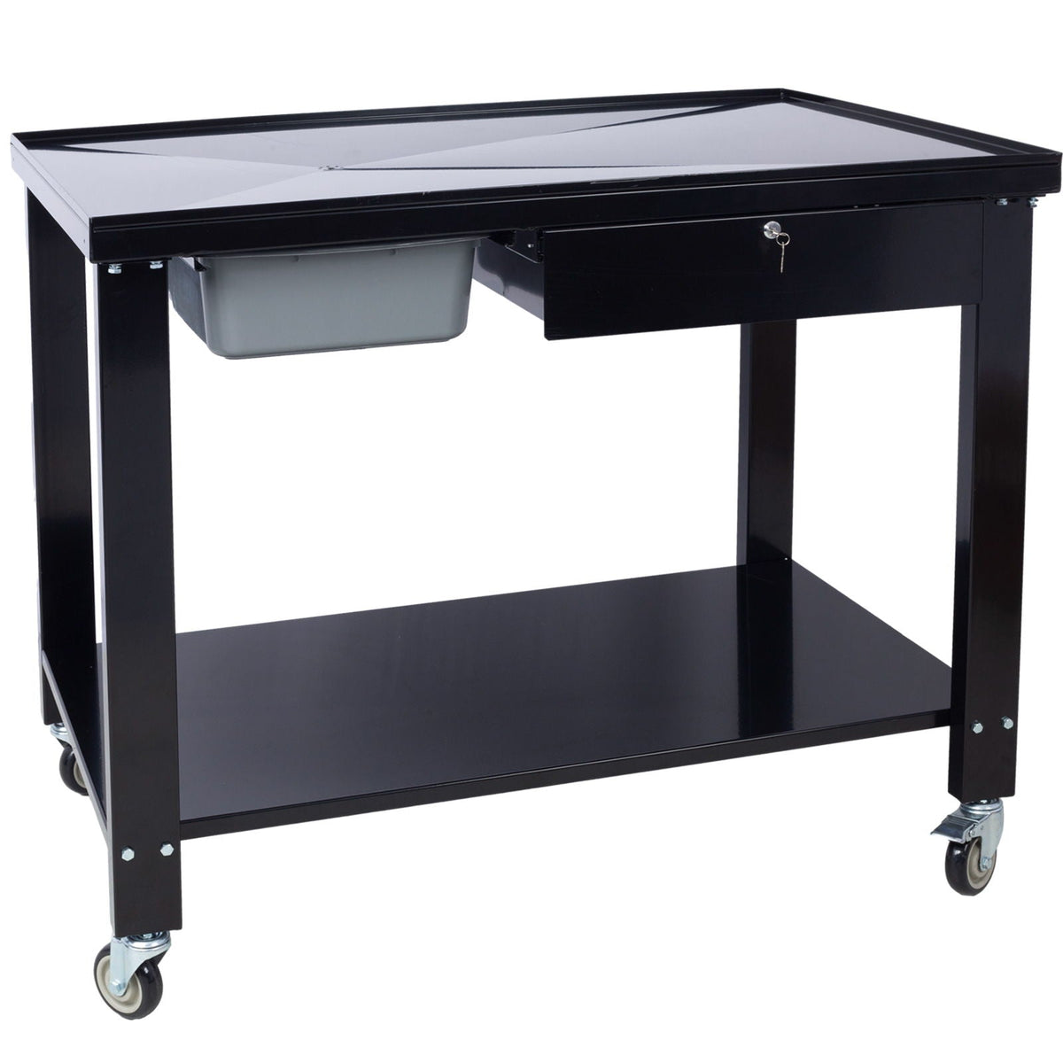 Transmission Teardown Work Station 1 / 2 Ton Capacity Sloping Drain Table Locking Drawer Removable Drain Basin Full-Width Lower Shelf Four 4" Caster Wheels, photo 3 of 36