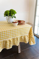 Yellow Ruffled Gingham Tablecloth by Galley & Fen
