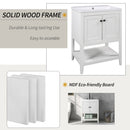 Modern Sleek Bathroom Vanity Elegant Ceramic Sink With Solid Wood Frame Open Style Shelf - White