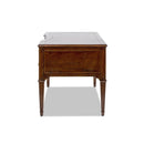Dauphin Gold Accent 5-Drawer Wood Executive Desk Dark Walnut Ash Wood & Veneer by HouseOfZazla