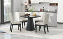 5-piece Dining Set Retro Round Table with 4 Upholstered Chairs for Living Room, Dining Room (Black)