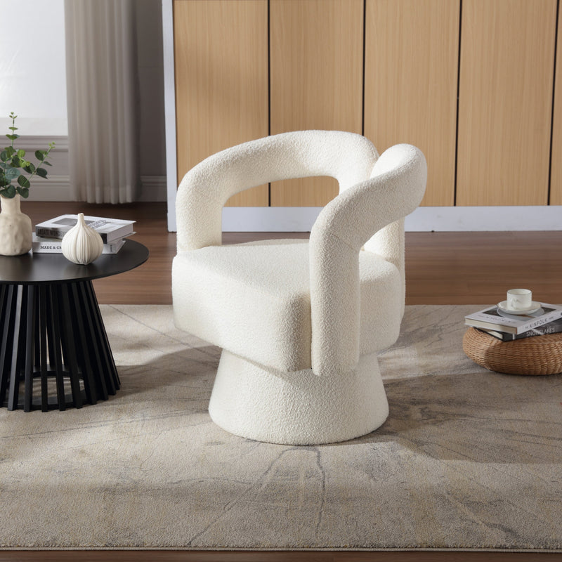 360 Degree Swivel Cuddle Barrel Accent Chairs, Round Armchairs with Wide Upholstered, Fluffy Fabric Chair for Living Room, Bedroom, Office, Waiting Rooms