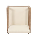 Set of 2 Outdoor Acacia Wood Patio Club Chairs with Beige Cushions by HouseOfZazla