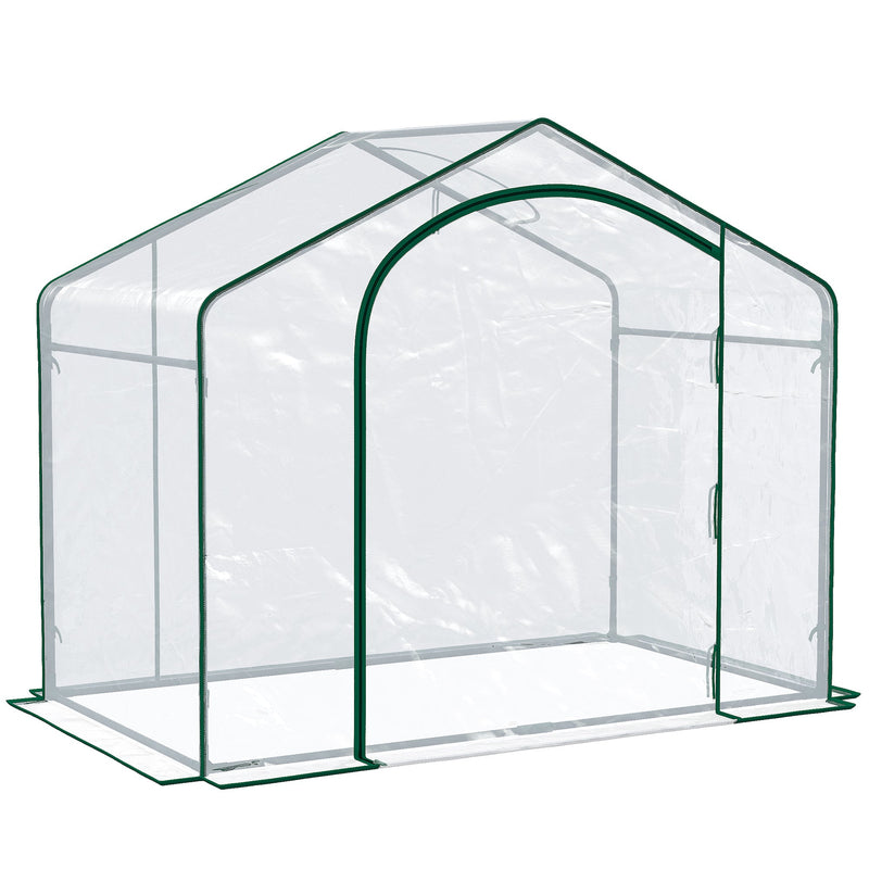 6' x 3' x 5' Portable Walk-in Greenhouse, PVC Cover, Steel Frame Garden Hot House, Zipper Door, Top Vent for Flowers, Vegetables, Saplings, Clear