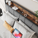 Full Size Bed Frame Storage Headboard with Charging Station