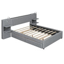 Upholstered Platform Bed With Reading Lights, Drawers, Trundle And Shelves by HouseOfZazla