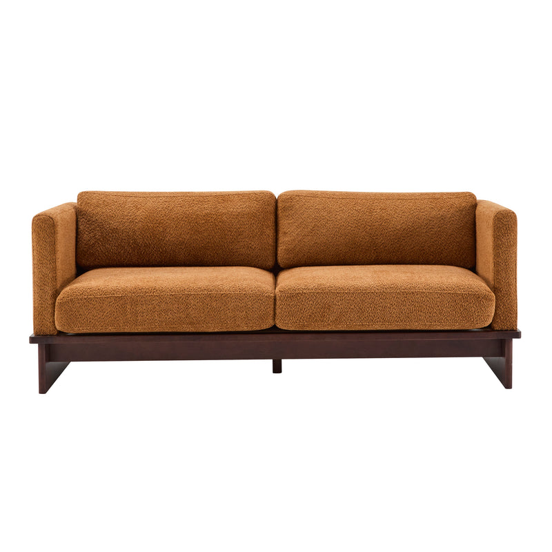 77 in. Square Arm Modern 3 Seater Boucle Sofa Upholstered Couch with Solid Wood Base, photo 2 of 8