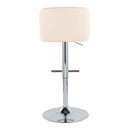 Toriano - Contemporary Adjustable Barstool With Swivel With Straight T Footrest (Set of 2) - Cream / Chrome by HouseOfZazla