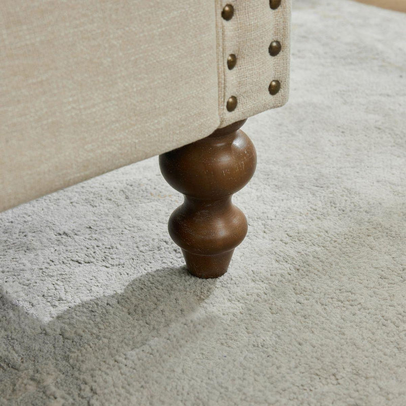 75.2'' Wide Upholstered Chaise Lounge Indoor with Nailheads,Sleeper Sofa Couch With 4 Throw Pillows&2 Bolsters,Daybed with Rubberwood Legs For Living Room,Bedroom, Apartment,Guestroom,Beige Chenille