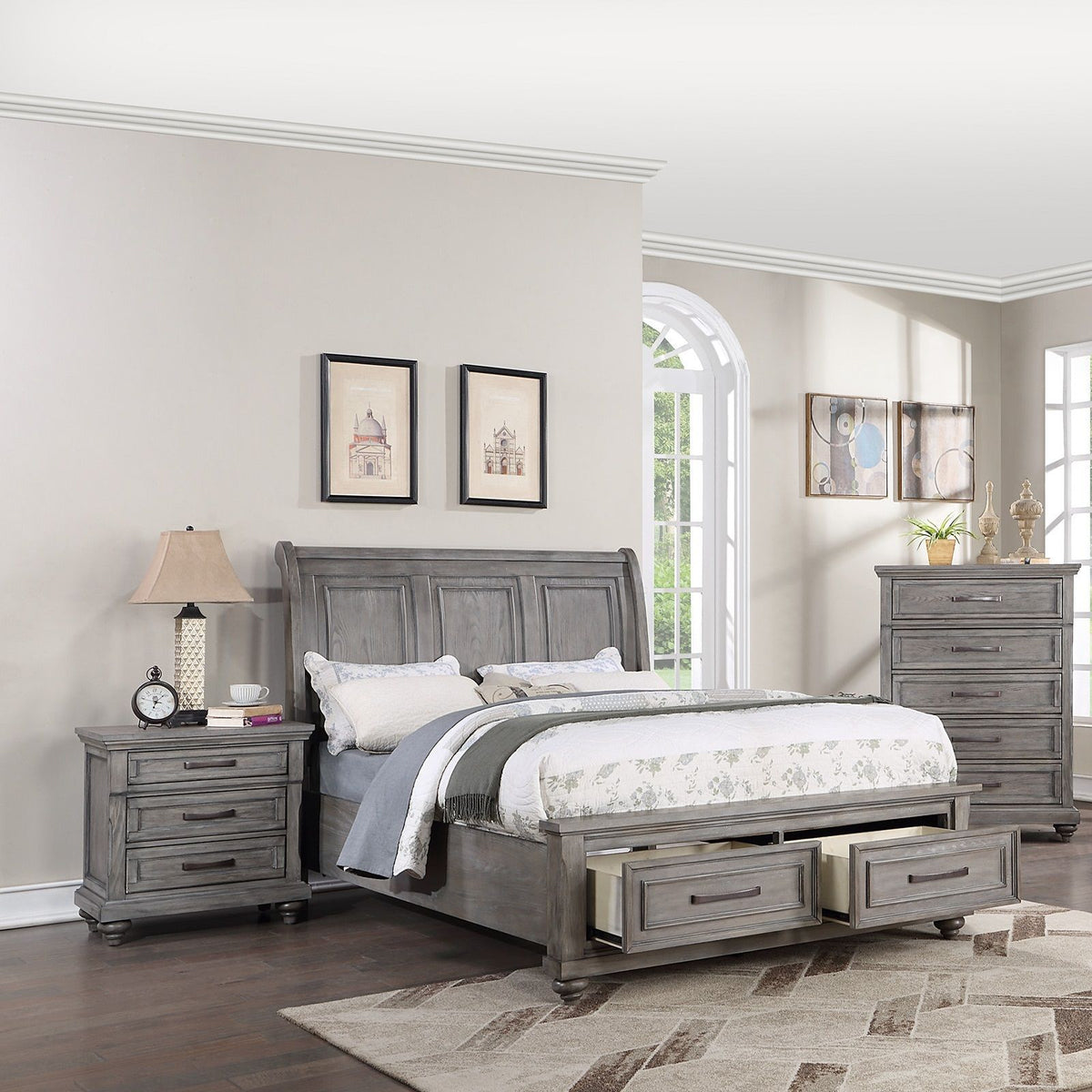 3 Piece Bedroom Set, Bed With 2 Nightstands, photo 5 of 32