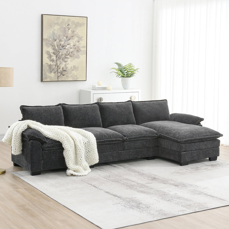 Walker Edison | Chenille Pillow Top Cloud L-shape Sectional Sofa with Chaise Lounge