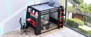 Full Size Wooden Gaming Bunk Bed with Desk, Two Storage Shelves, USB and LED Light by HouseOfZazla