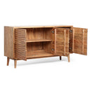 Boho Handcrafted 3 Door Sideboard, Carved Texture & Artisanal Charm - Natural by HouseOfZazla