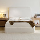 Canter Tall Headboard Upholstered Bed in Pearl White Chenille, Queen Size by HouseOfZazla