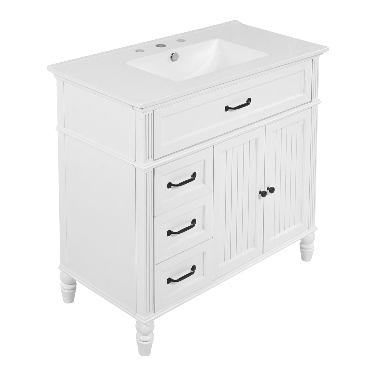 Bathroom Vanity With Sink, 2 Doors 2 Drawers, Freestanding Design, photo 4 of 40