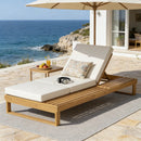 Teak Finish Acacia Wood Chaise Lounge with 4-Inch Cushion by HouseOfZazla