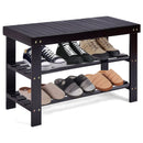 3 Tier Bamboo Bench Storage Shoe Shelf-Natural by LJGDeals
