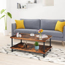 Industrial Vintage Coffee Table with 2-Tier Storage Shelf by LJGDeals
