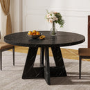 Round Dining Table for 4, 47" Wooden Kitchen Table Farmhouse Dinner Table