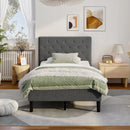 Upholstered Bed Base with Button Stitched Headboard by LJGDeals