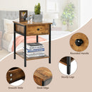 Industrial End Side Table Nightstand with Drawer Shelf by LJGDeals