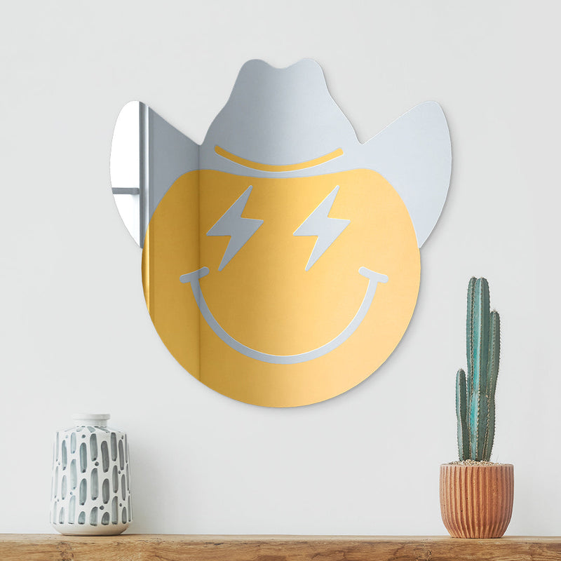 Happy Face with Cowboy Hat and Lightning Bolt Eyes