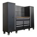 100" Rolling Tool Chest Workstation with Bench Top & Side Cabinets