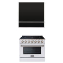 Akicon 36" Stainless Steel Range Hood with 600 CFM Insert & 6-Burner Gas Range Combo – Powerful Ventilation, Convection Oven, Multiple Finishes