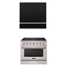 Akicon 36" Stainless Steel Range Hood with 600 CFM Insert & 6-Burner Gas Range Combo – Powerful Ventilation, Convection Oven, Multiple Finishes