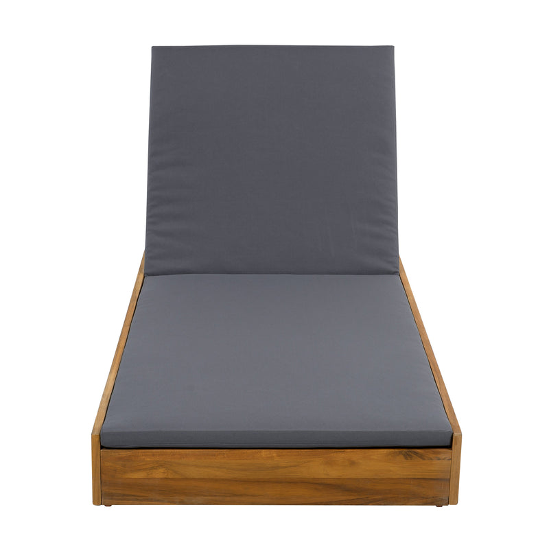 Acacia Wood Lounge Chaise Set with Water-Resistant Cushions, photo 10 of 10