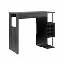 Home Bar Table With Wine Glass Compartment And Three Shelves - Distressed Gray / Black by HouseOfZazla