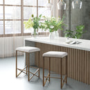 Backless Upholstered Counter Stool With Padded Seat - Ivory / Bronze by Unique Piece Furniture