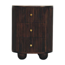 Solid Wood Curved Fluted 3-Drawer Drum Chest