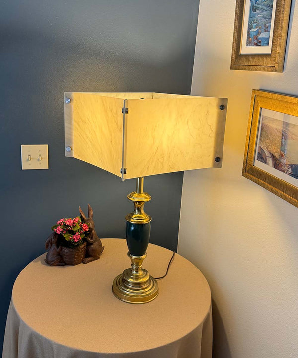 Pop Steady 15x15x9 Faux Marbled Alabaster Shallow Drum Square Lampshade, photo 2 of 8