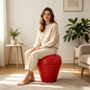 Strawberry Fruit Stool, 13.4" Oversized Resin Stool by HouseOfZazla