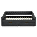 Upholstered Tufted Daybed With 2 Drawers, Waved Arms by HouseOfZazla