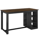 60"Lx30"W Solid Wood Farmhouse Counter Height Dining Table Set with 3-Tier Storage Shelves, Upholstered Dining Chairs for 4, 5-Piece, Gray