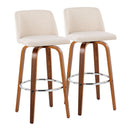 Toriano - Mid Century Modern Fixed Height, Barstool With Swivel With Round Footrest (Set of 2) by HouseOfZazla