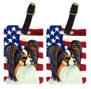 USA American Flag with Papillon Luggage Tag